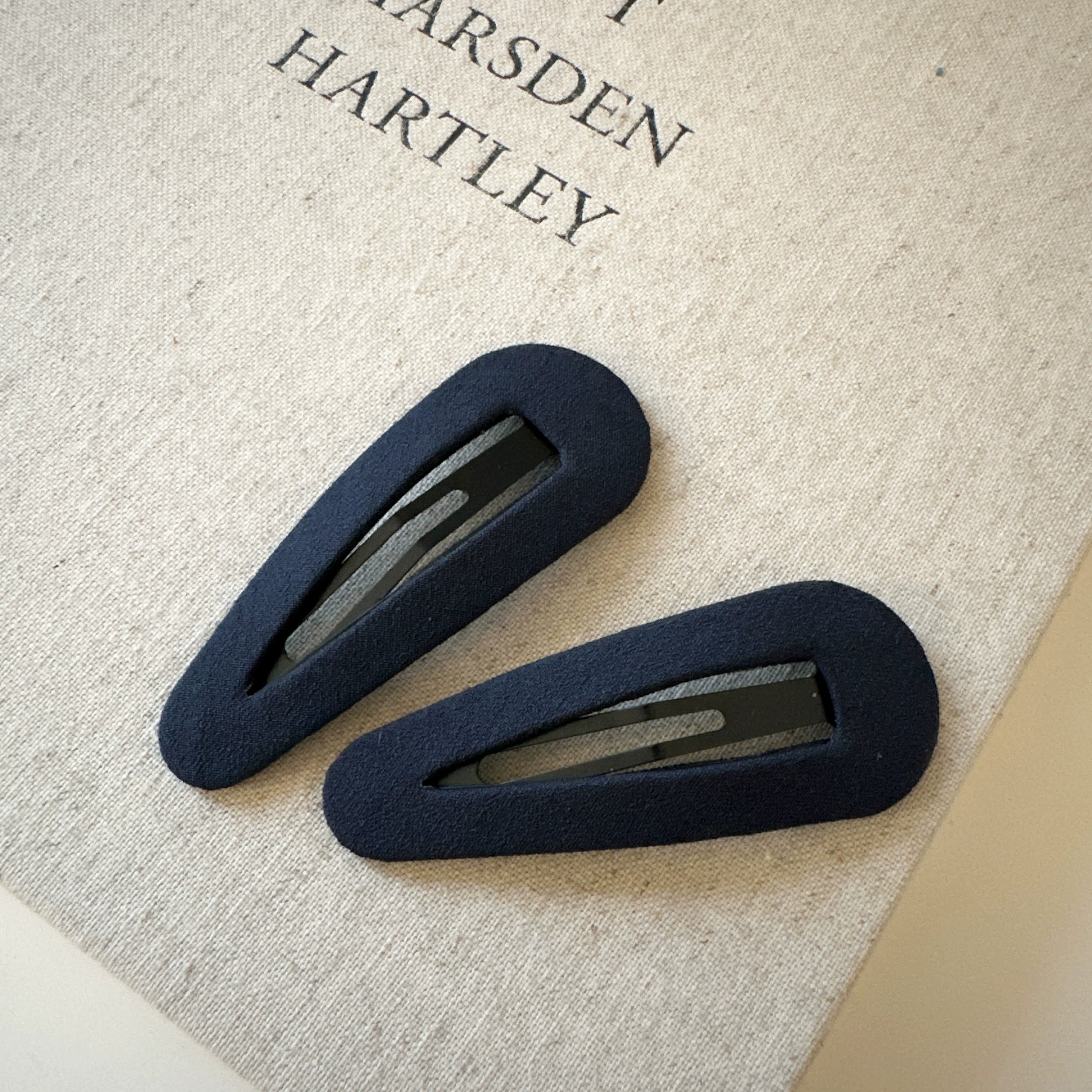 Annah Plaid Fabric Hair Clip - Solid Blue Teardrop (Pair) [8D1C9IJC]