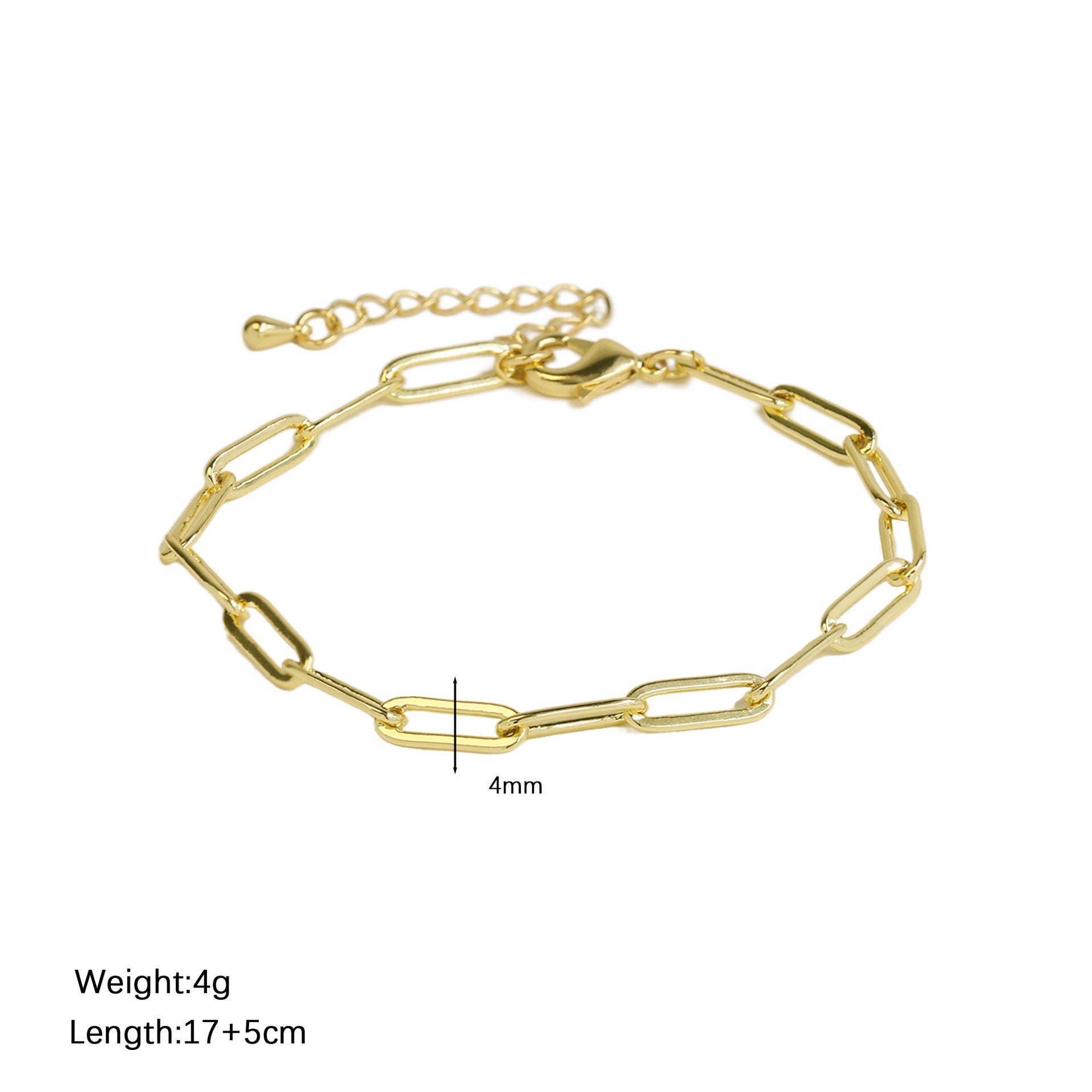 Janessa Gold Paperclip Necklace - Bracelet 17-22cm [DPM8W4JS]