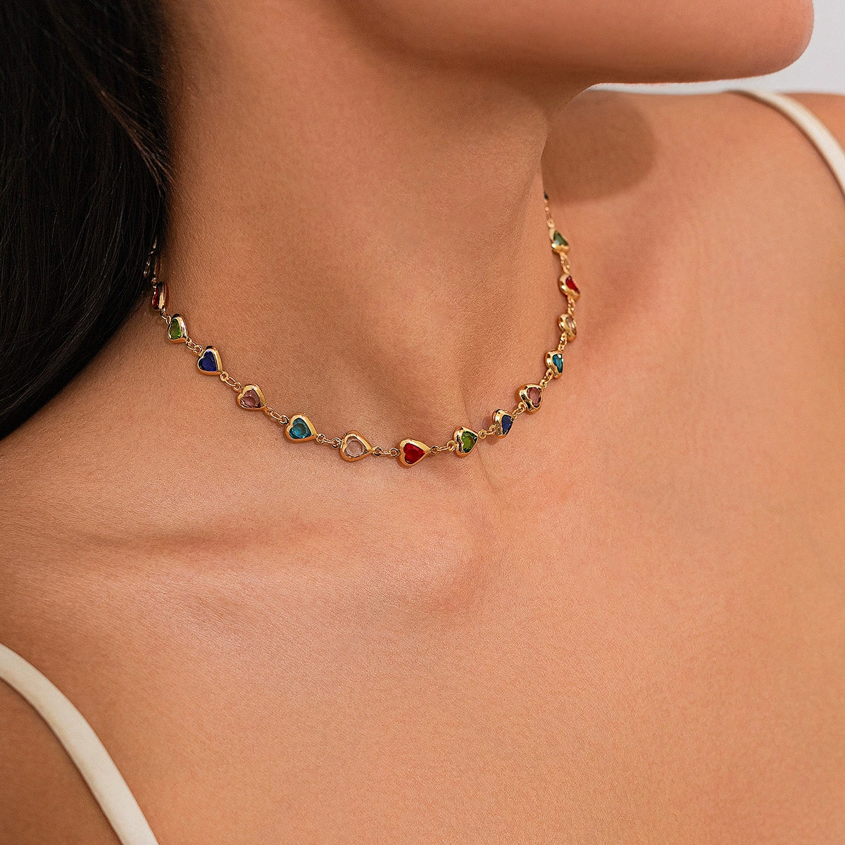 Corah Heart & Square Crystal Necklace - Style 2 Necklace Gold-tone [43UM9DNO]