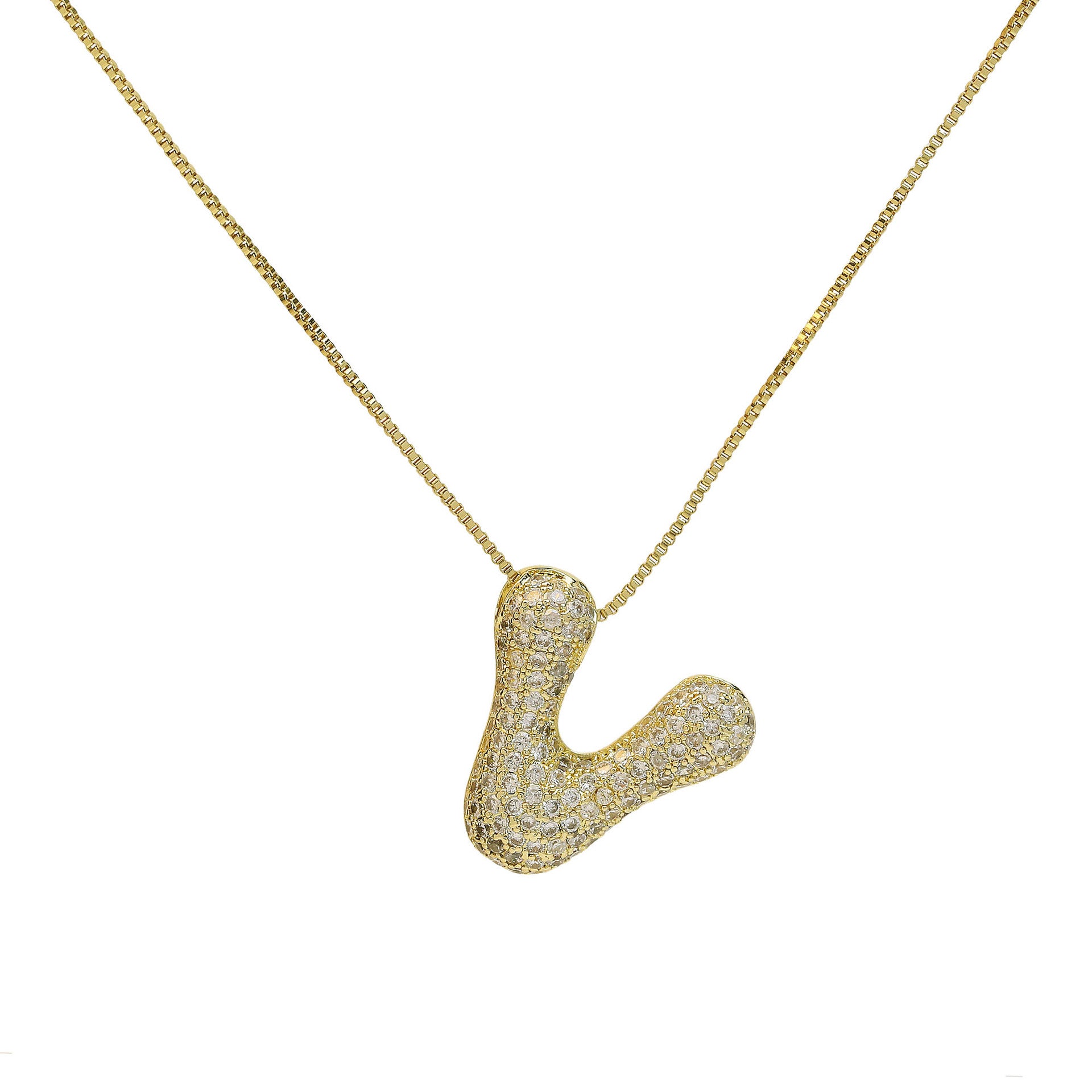 Zaidee Bubble Initial Necklace - Initial V [8CF2NWAI]