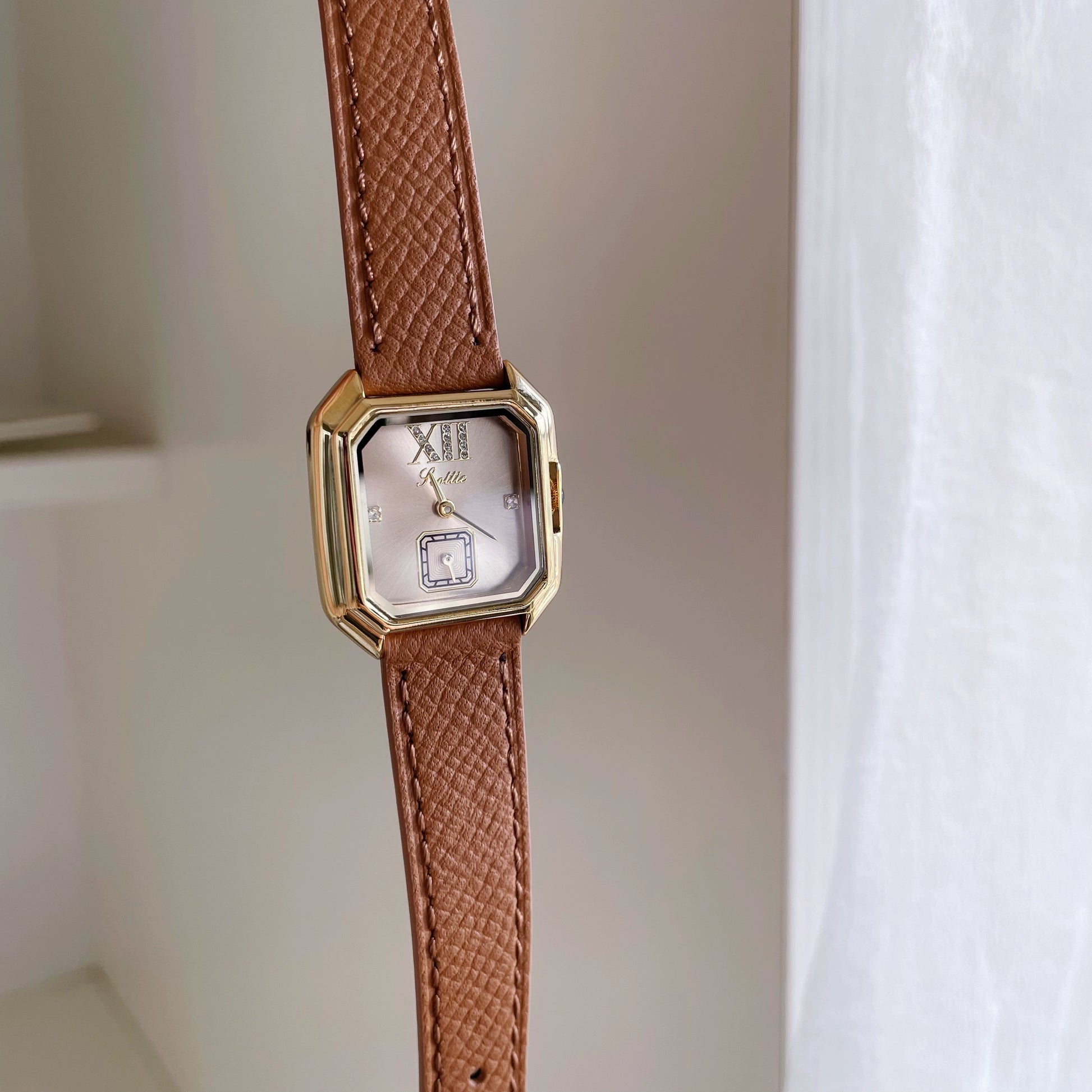 Mirielle Elegant Square Leather Watch - Brown [S1E9LXJ2]