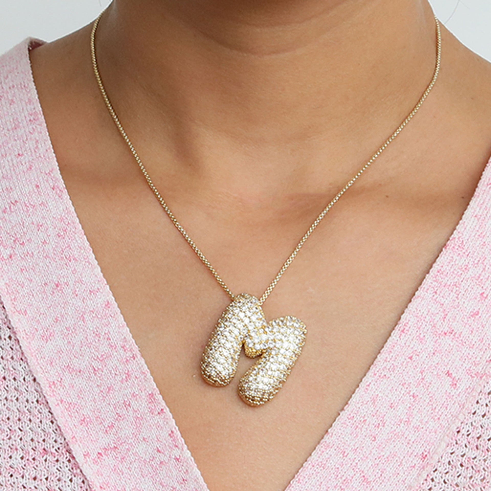 Laiba Bubble Initial Necklace - M [3D21ZTQY]