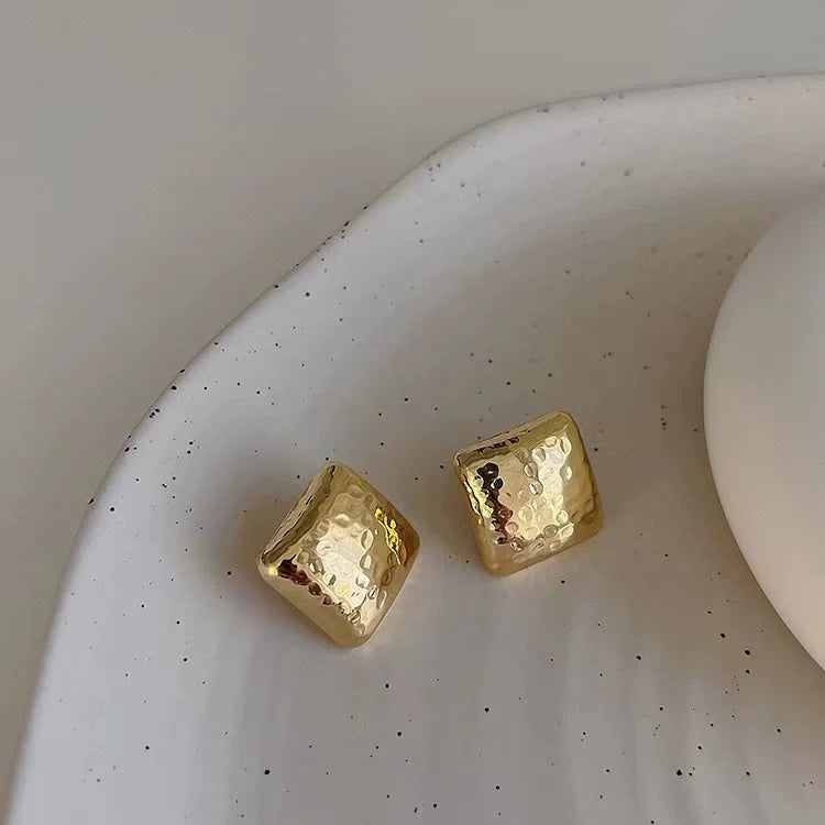 Belky Geometric Mosaic Earrings - Gold Square
