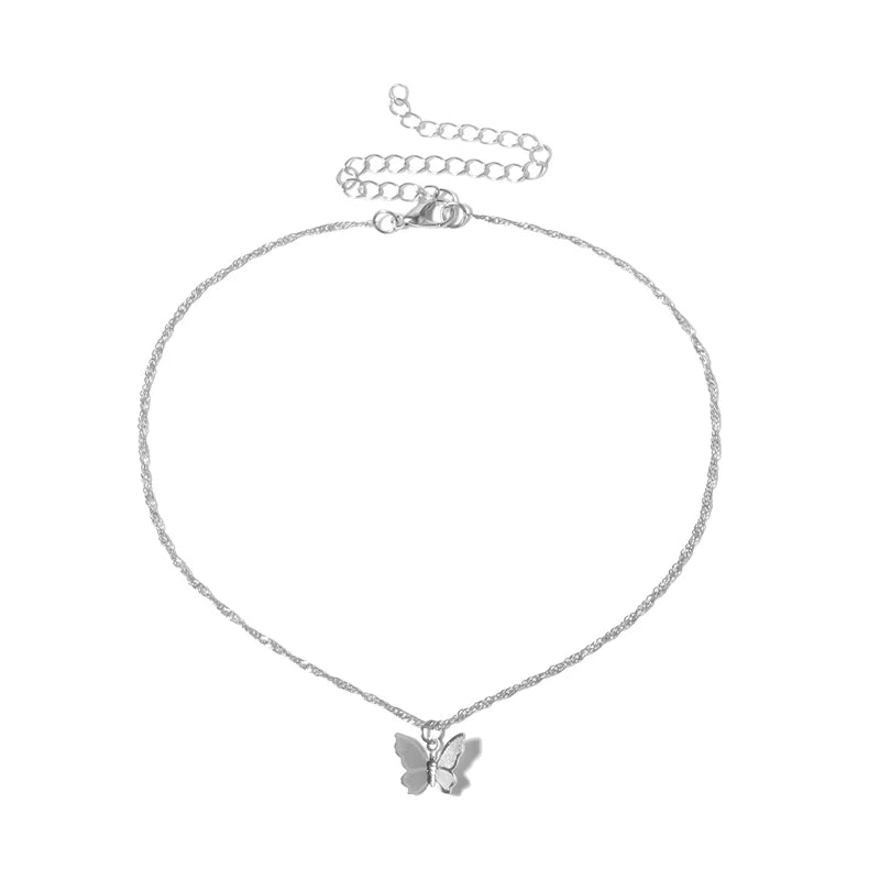 Klaudia Butterfly Pendant Necklace - Silver Tone
