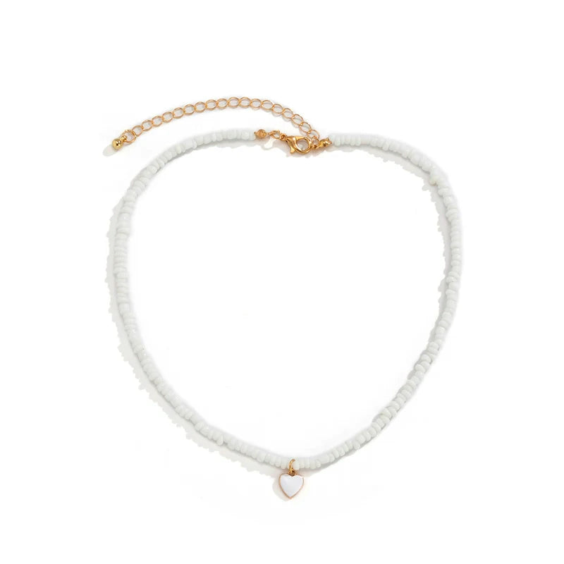 Brie Candy Heart Necklace - White