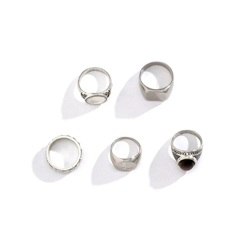 Hadassa Vintage Ring Set - Antique Silver