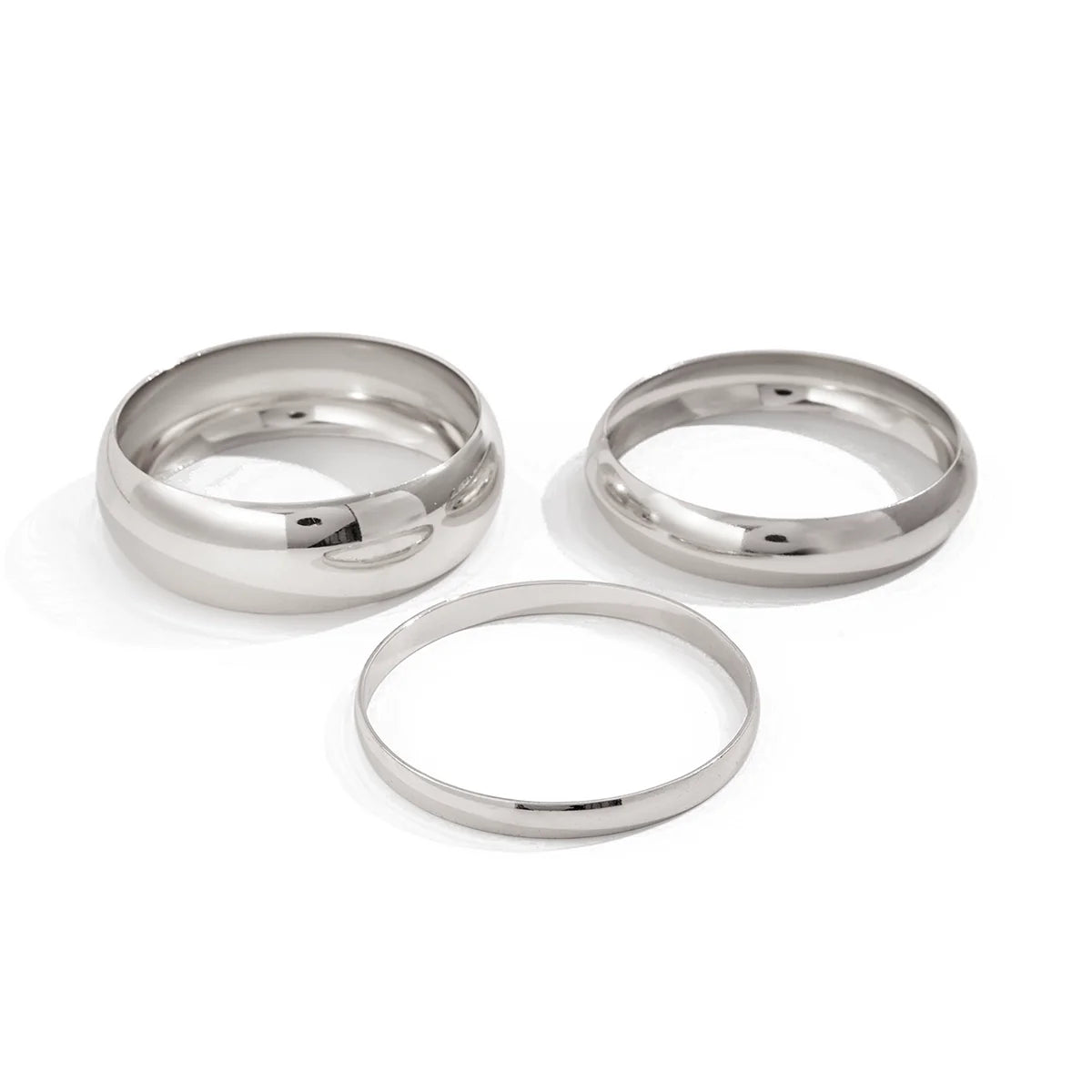 Yaritza Sleek Bangle Set - 3-piece Curved Set Silver