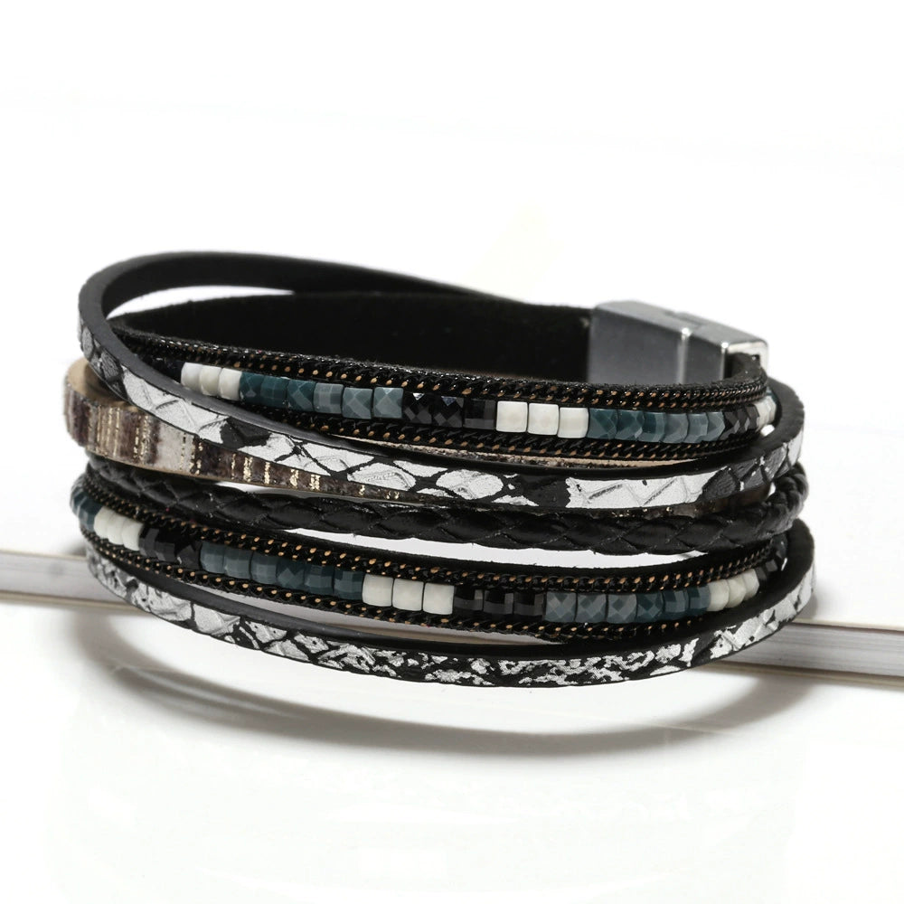 Georgia Woven Leather Bracelet - Black [I8IOXZQM]
