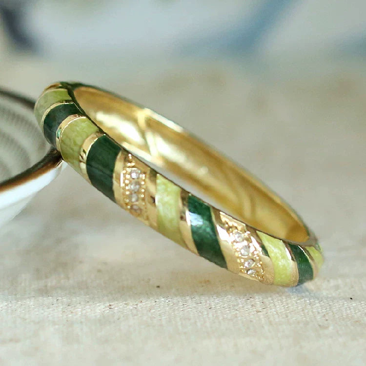 Amellia Enamel Eye Bangle - Green Spiral Pattern
