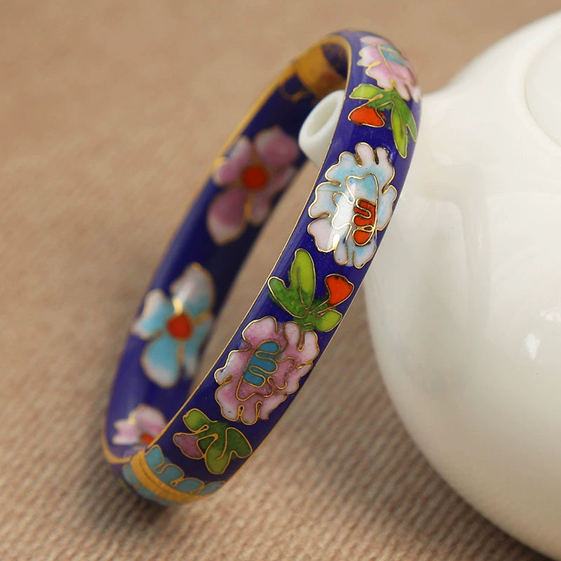 Nyssa Cloisonné Enamel Bracelet - Dark Blue (Copper Fretwork Enamel) [E7RCI2NZ]