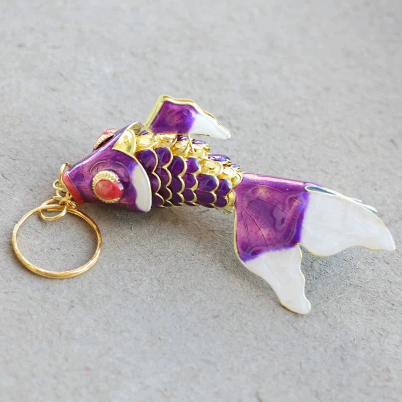Zahraa CloisonnŽ Goldfish Keychain - Purple (Large)