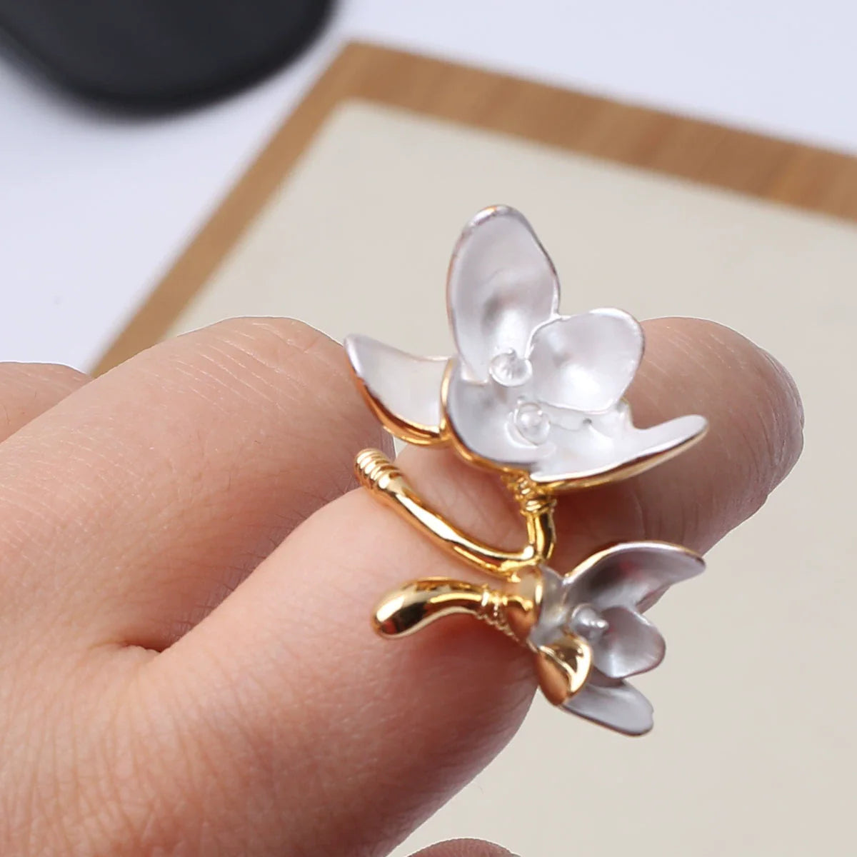 Camelia Golden Iris Ring - Gold Iris Flower Ring