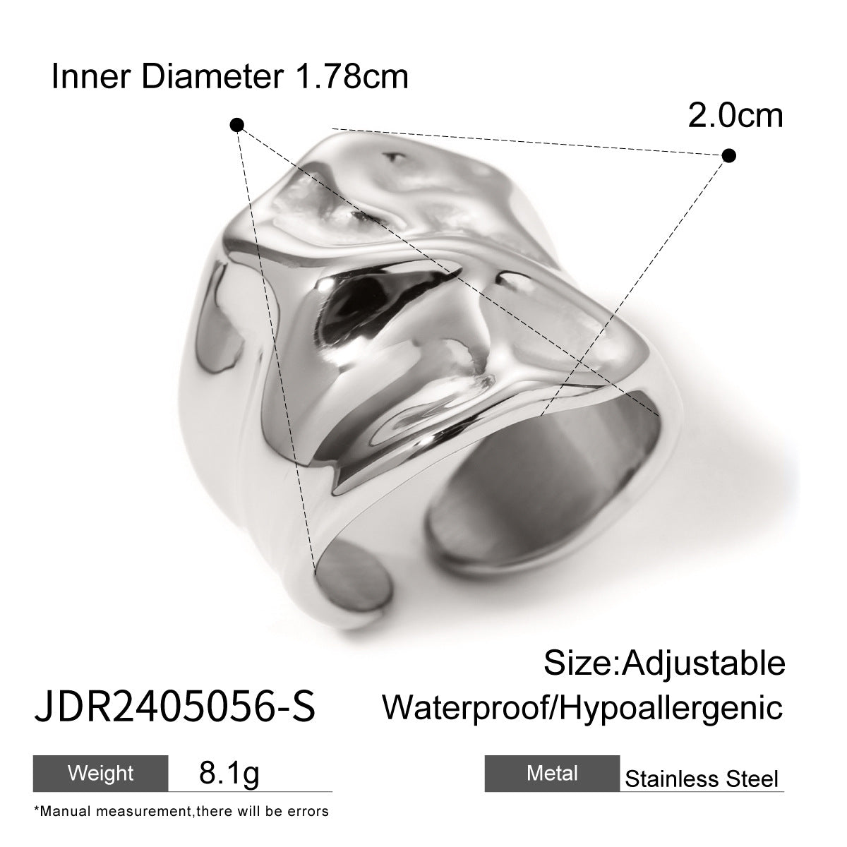 Malaika Hammered Open Ring - Silver Tone [NE5OMER8]
