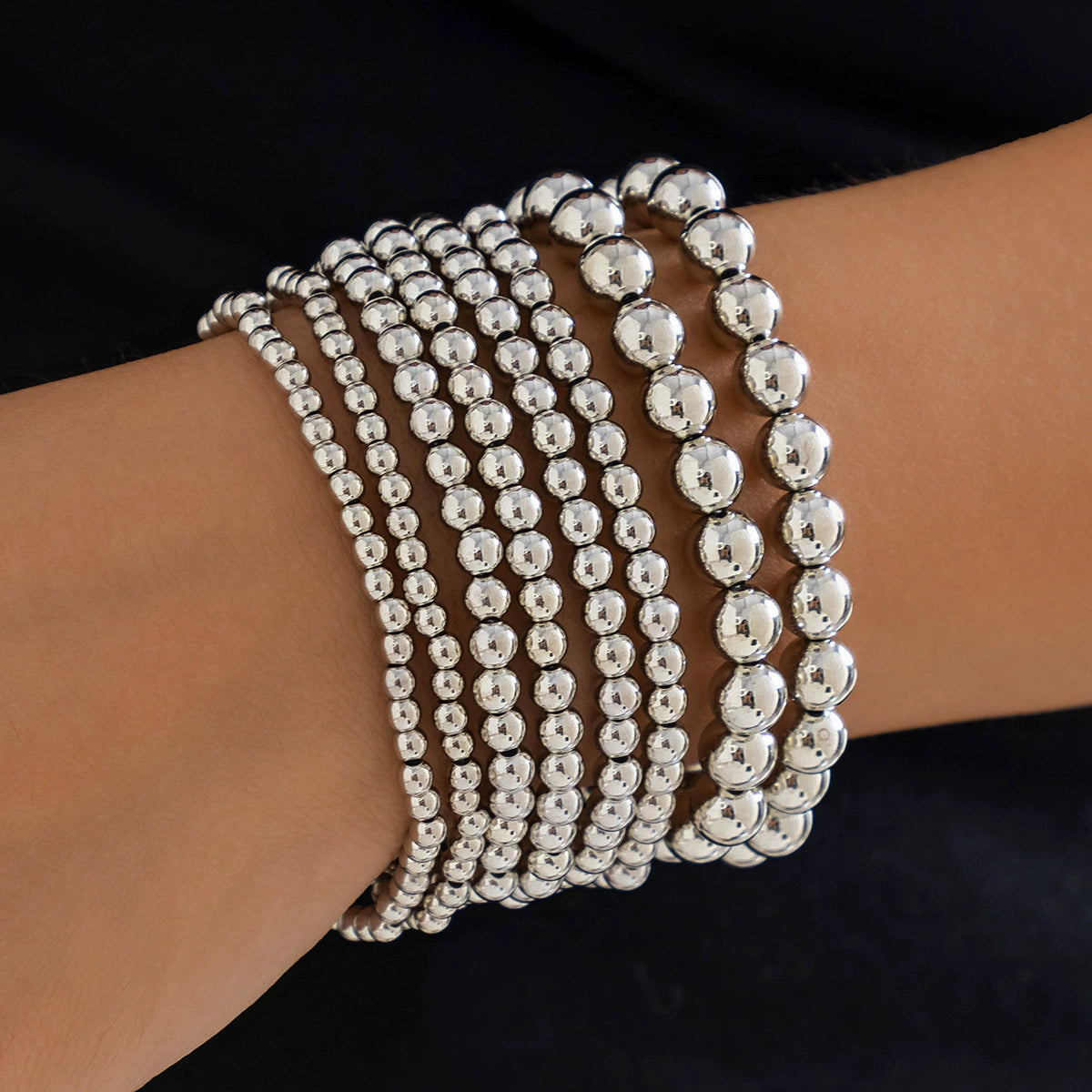 Cattleya Layered Charm Bracelet Set - Silver-tone 8-piece Set (Style 08) [O6XLD2ZS]