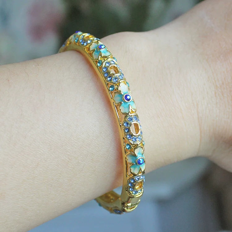 Chimamanda Ornate Cloisonne Bangle - Sky Blue (57mm ID)
