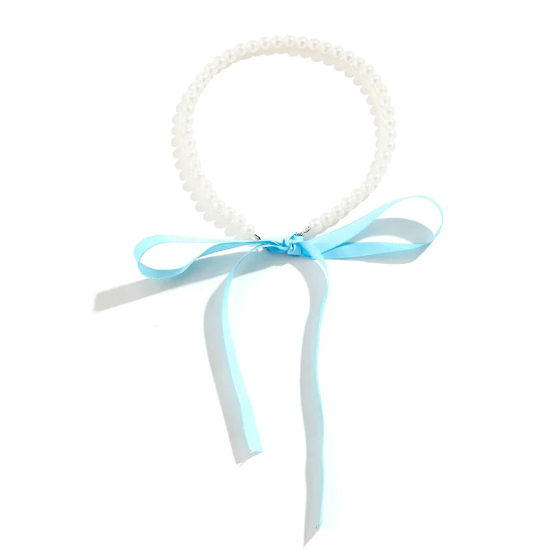 Krisha Pearl Ribbon Set - Necklace Blue
