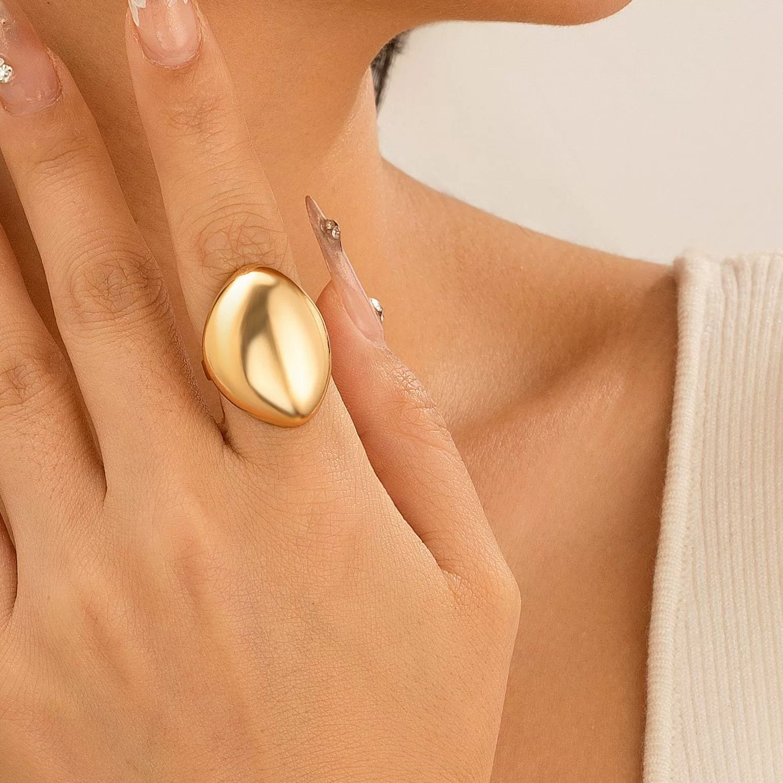 Ailis Liquid Lava Ring Set - Design 02 Light Gold [AJF0EIDK]