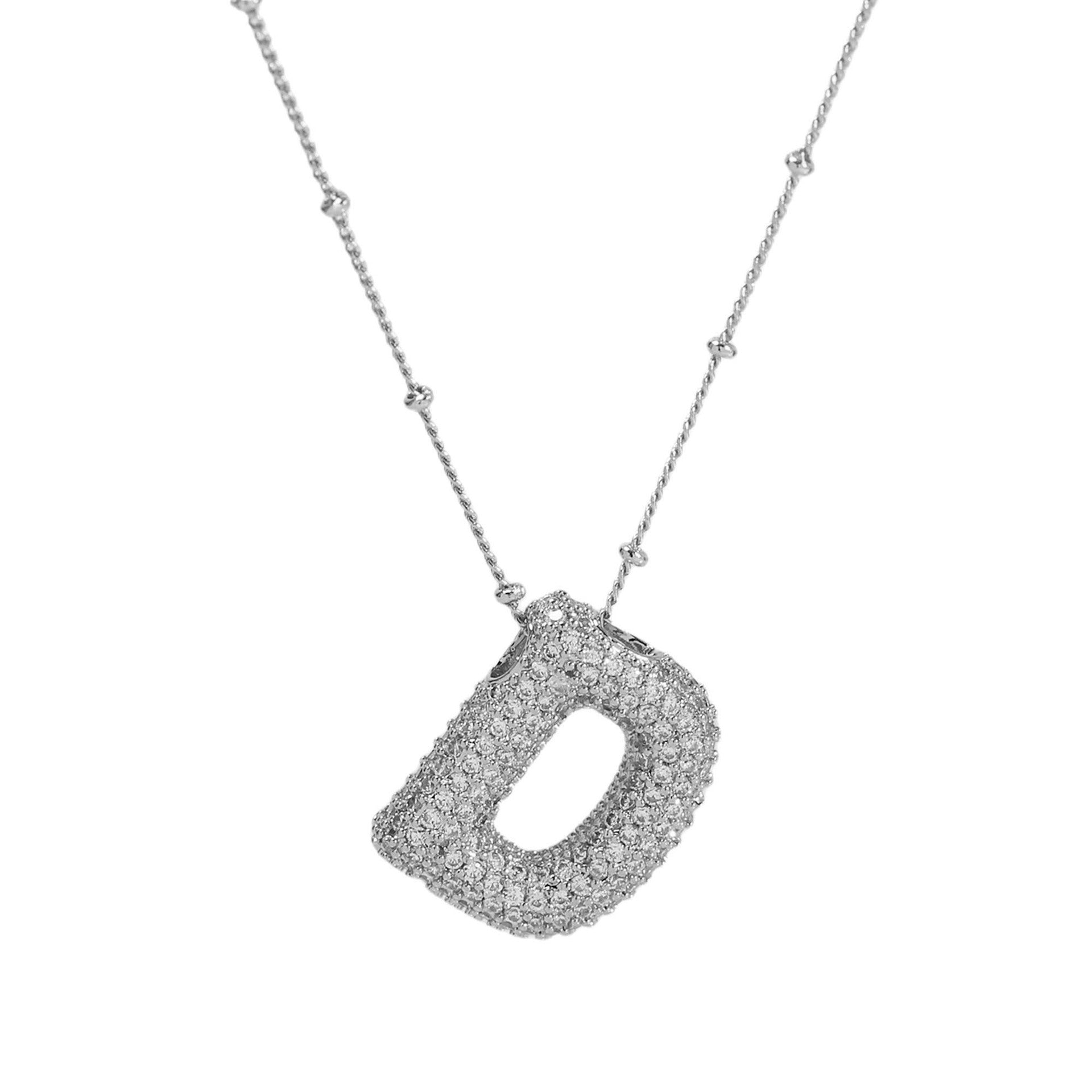 Fynlee Bubble Initial Necklace - Silver D [OOLJLT1A]