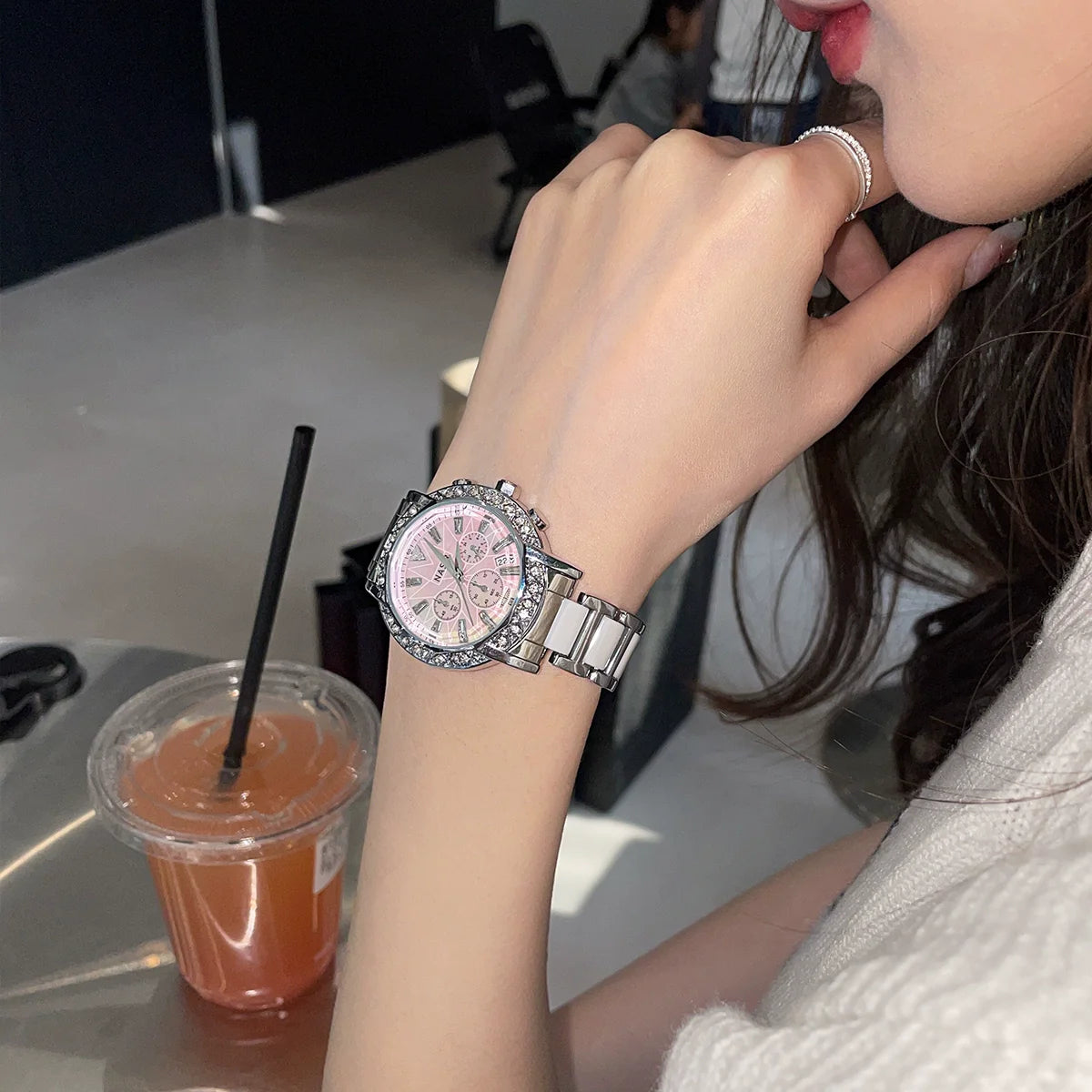 Brenleigh Elegant Ceramic Watch - Ceramic Pink