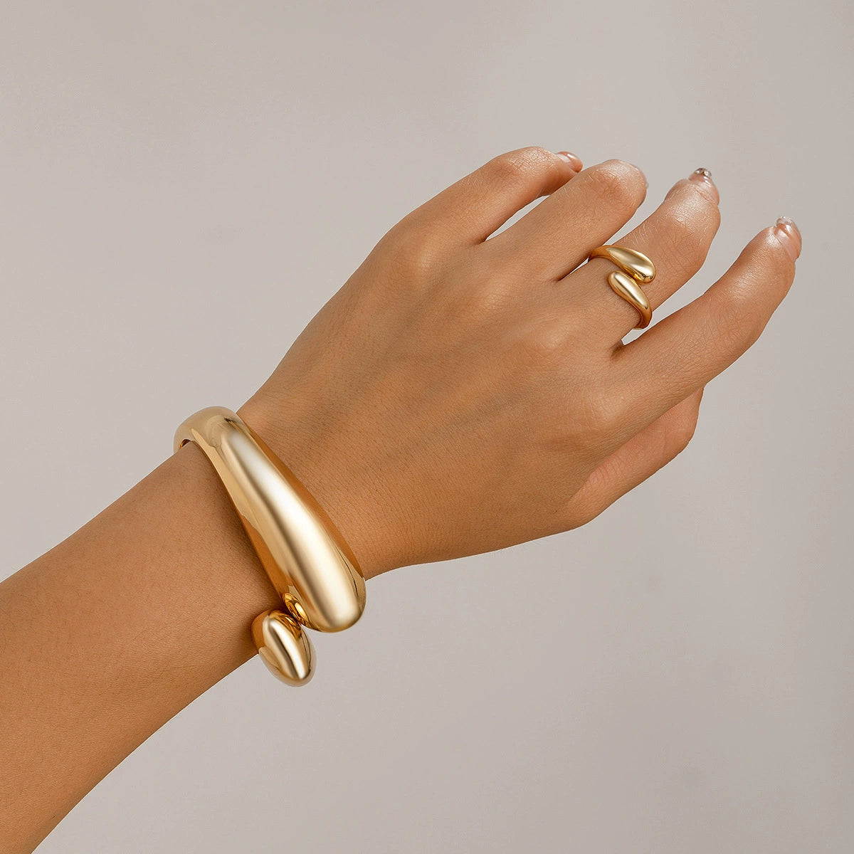 Anasofia Waterdrop Cuff Bracelet - Style 03 Gold Set [DGGJFRUU]