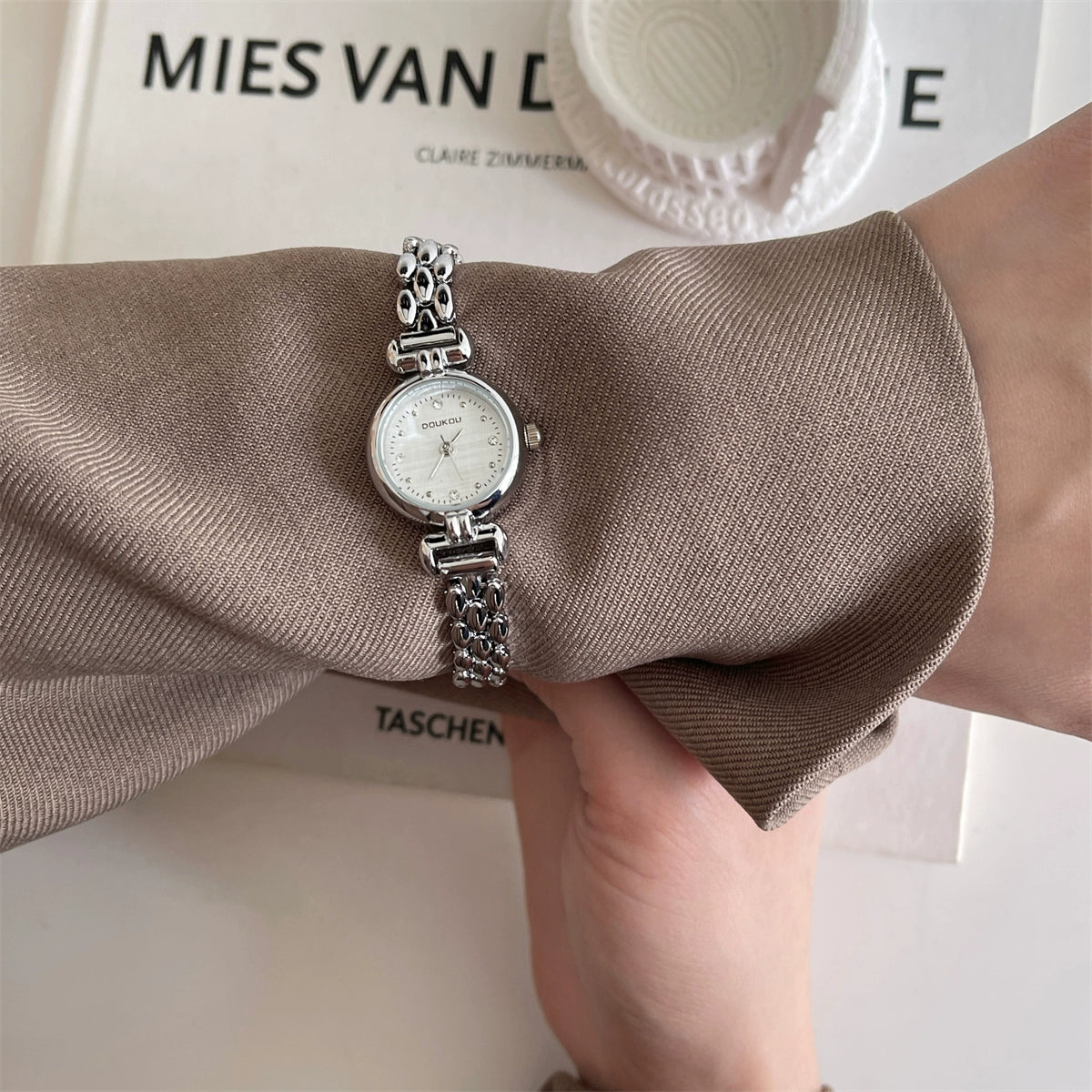 Aditi Dainty Bracelet Watch - Silver Band White Dial [IU93J5C2]