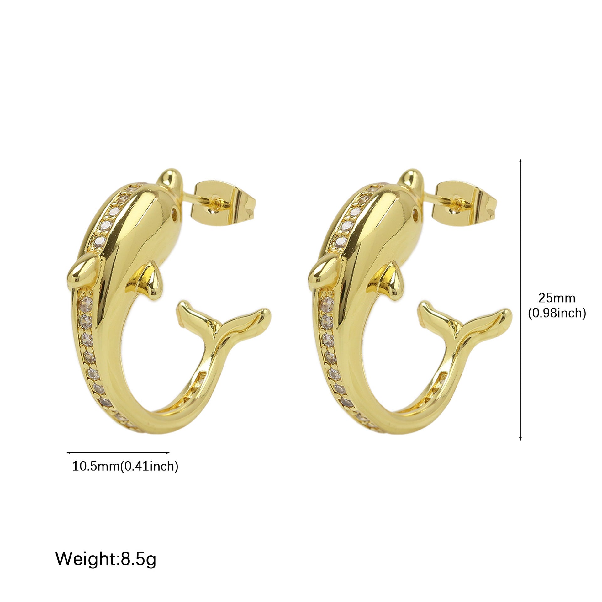 Bernice Ocean Shell Earrings - Gold Dolphin Earrings [BPK4OXL2]
