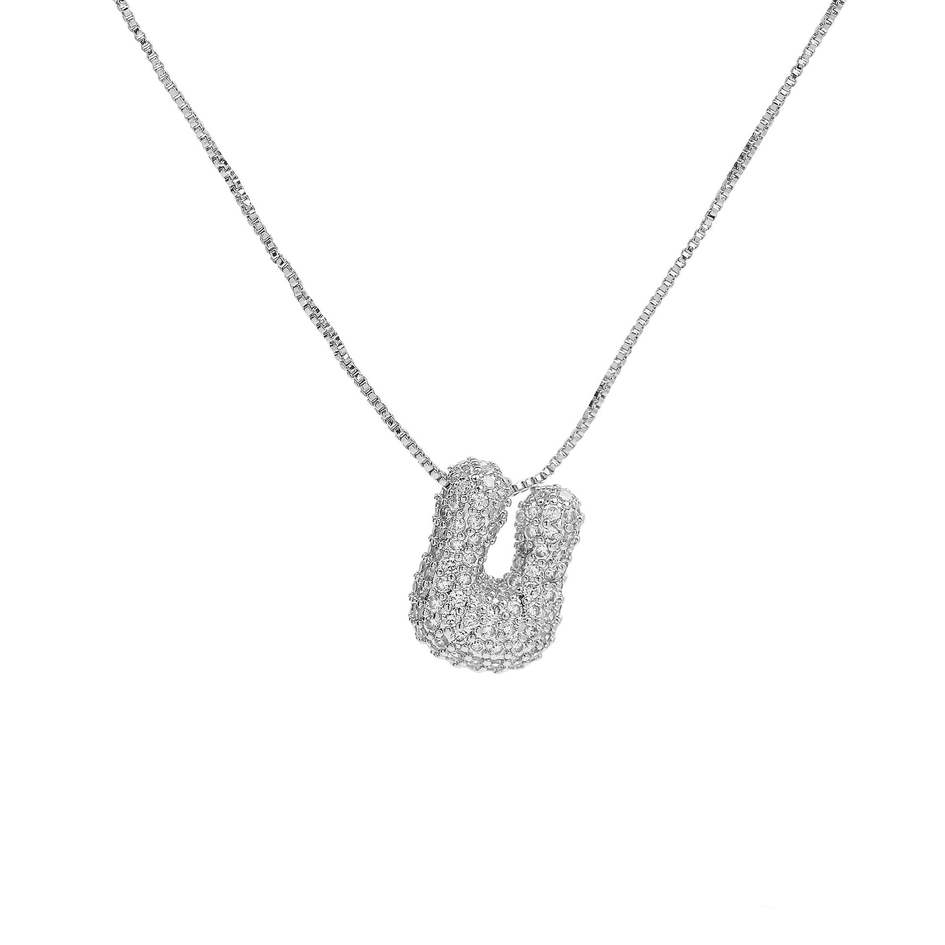 Francis Bubble Initial Necklace - Silver Necklace U [3OTRV93S]
