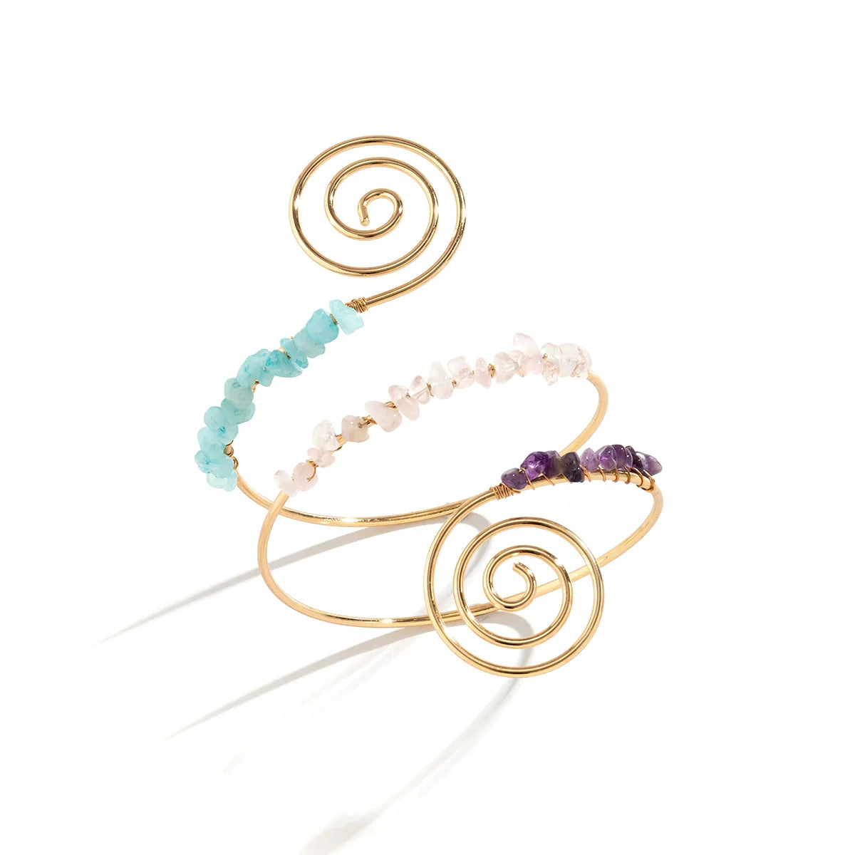 Elliemae Colorful Spiral Arm Cuff - Gold