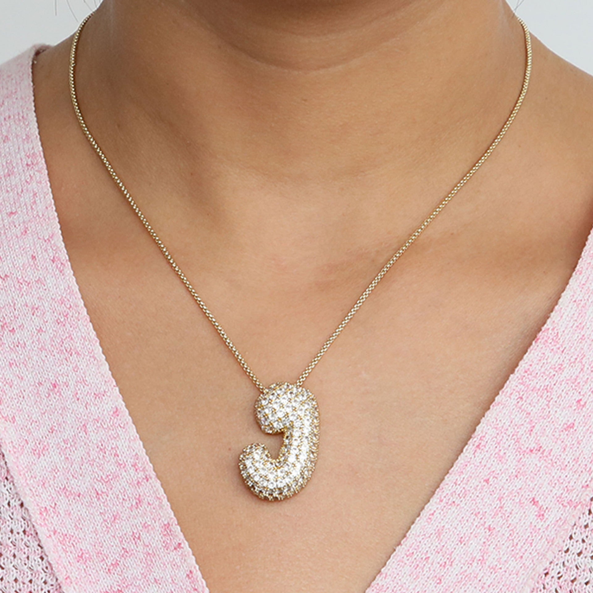 Laiba Bubble Initial Necklace - J [VQE0QDCH]