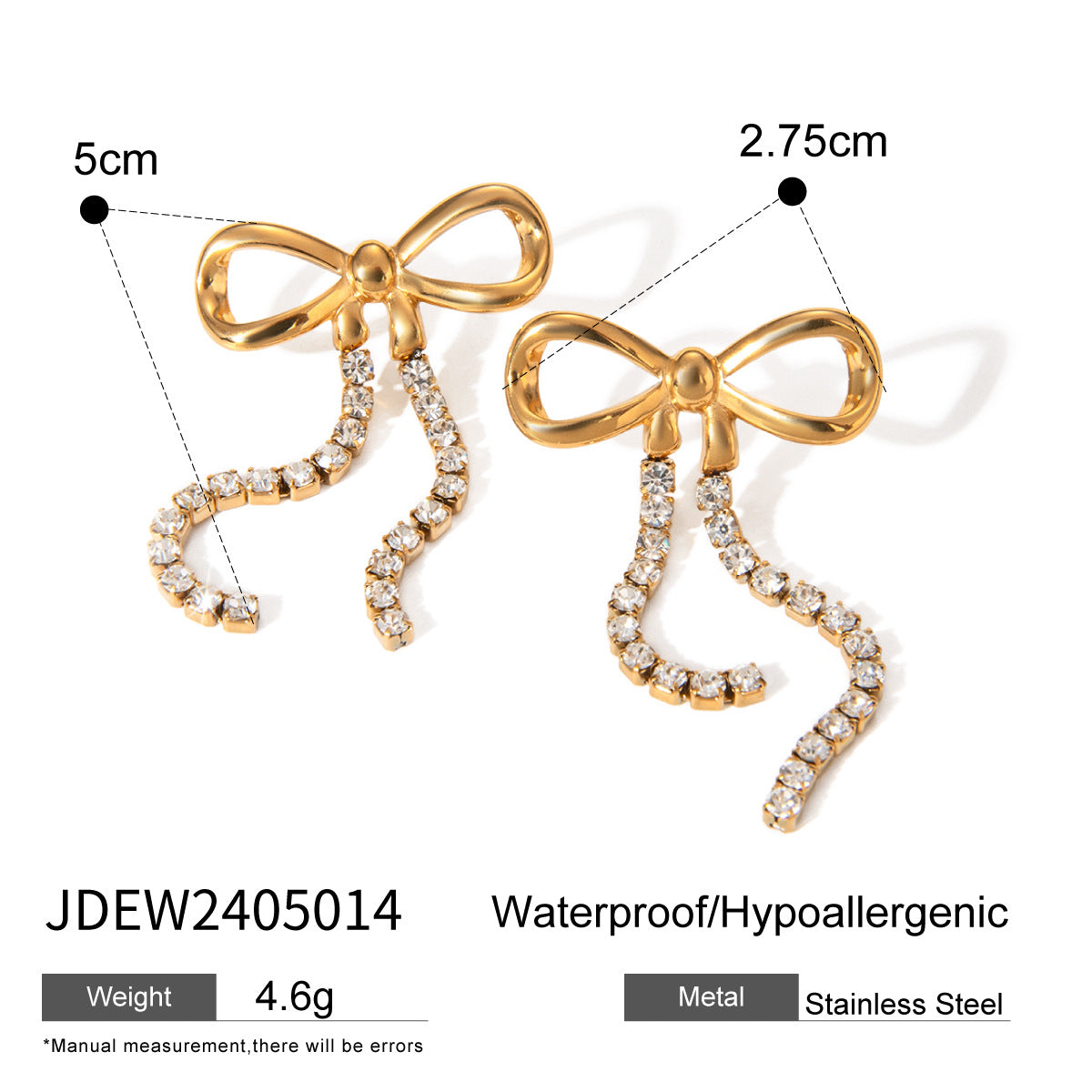 Effie Gold Bow Chain Earrings - JDEW2405014 [0BRS27O4]