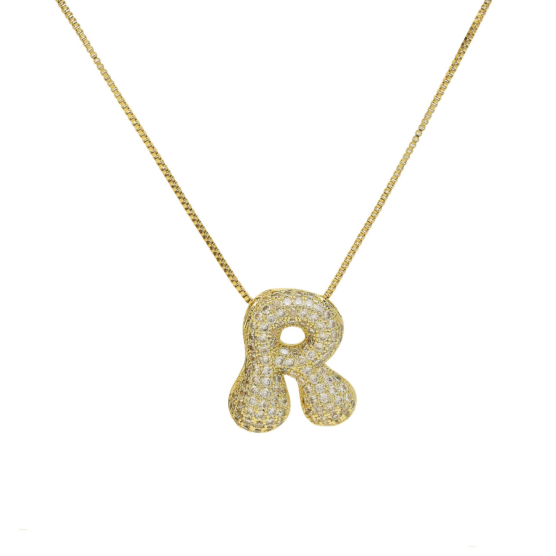 Zaidee Bubble Initial Necklace - Initial R [X5N10YSQ]