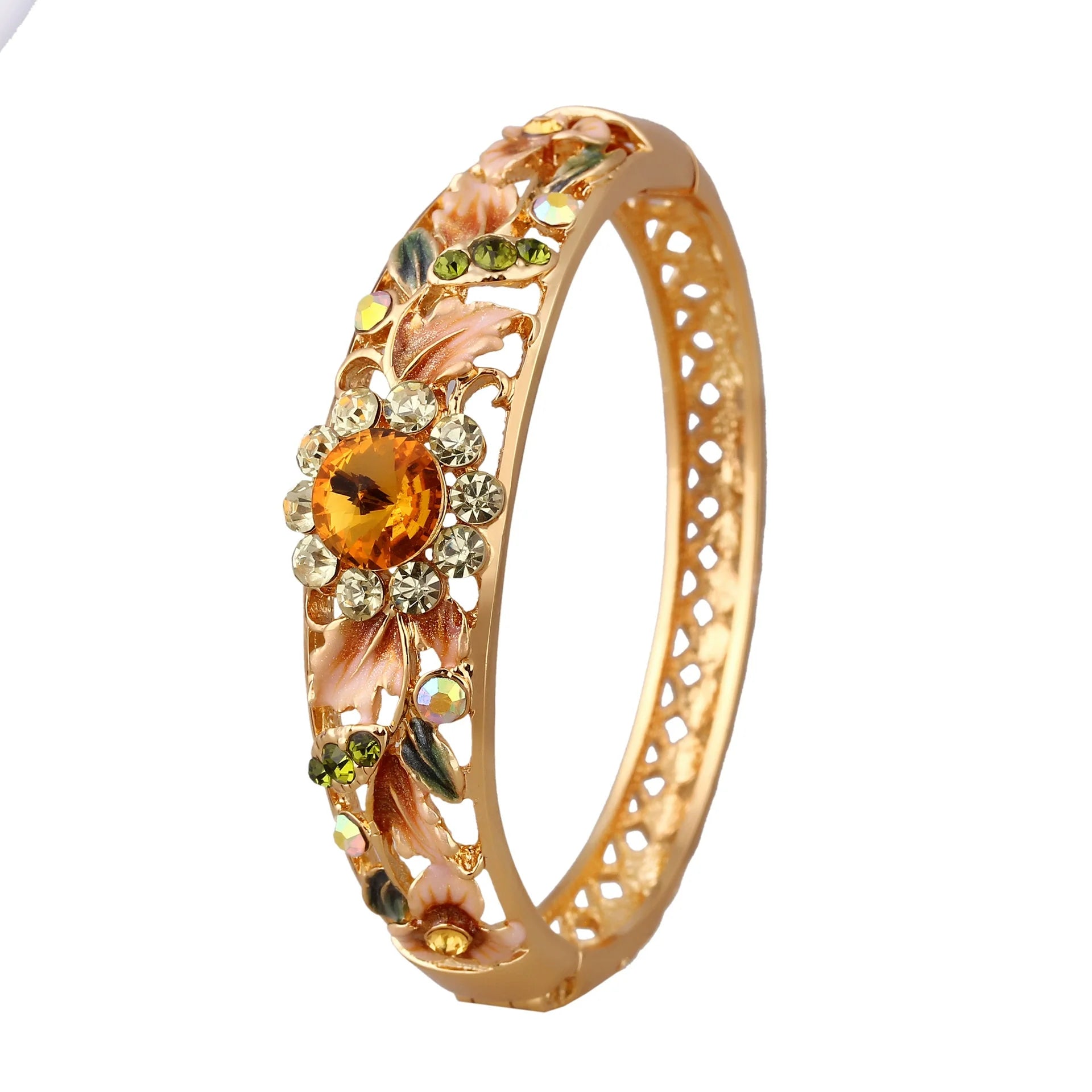 Brylee CloisonnŽ Floral Bracelet - Yellow