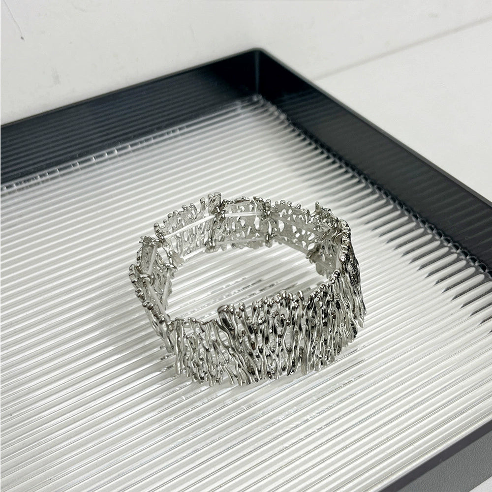 Ayonna Geometric Crystal Cuff - Striped Pattern Bangle