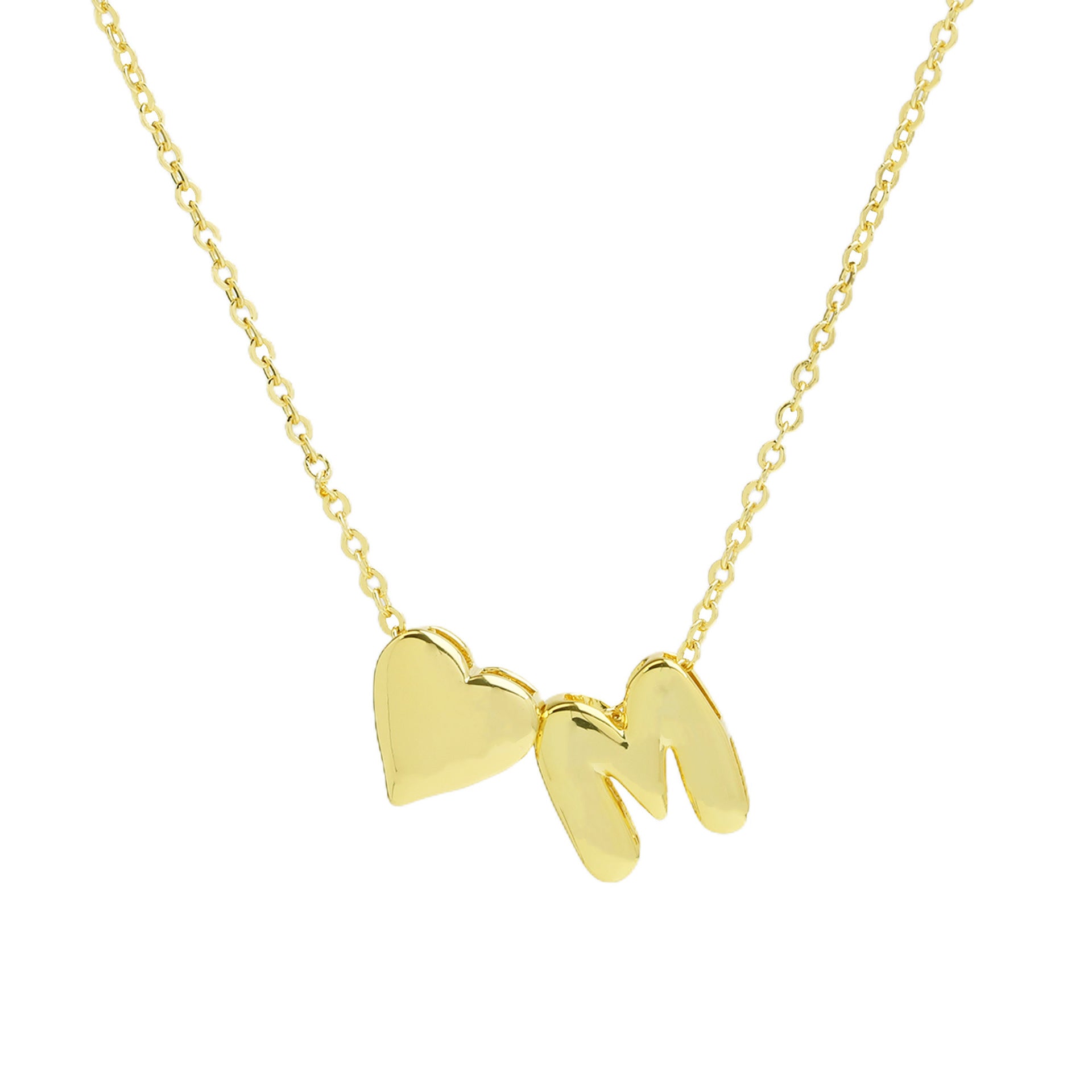 Korie Puffed Initial Necklace - Letter M Necklace [GB5RXL87]