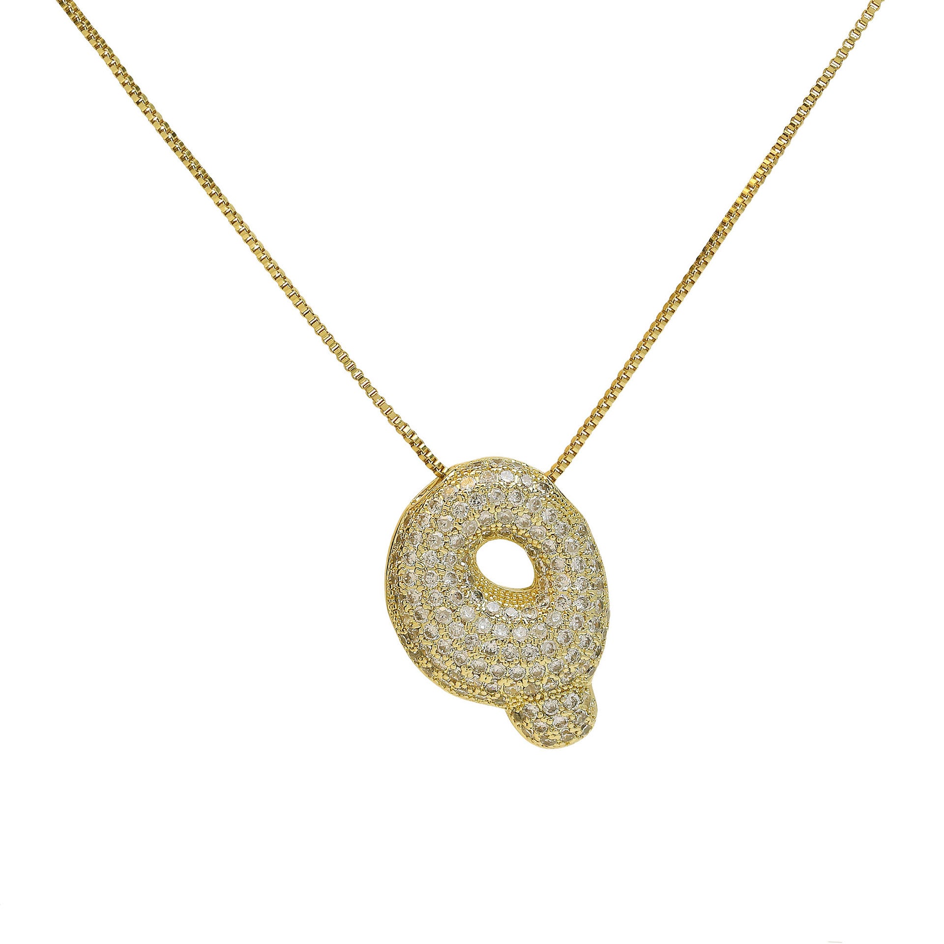 Zaidee Bubble Initial Necklace - Initial Q [INKUP8CJ]