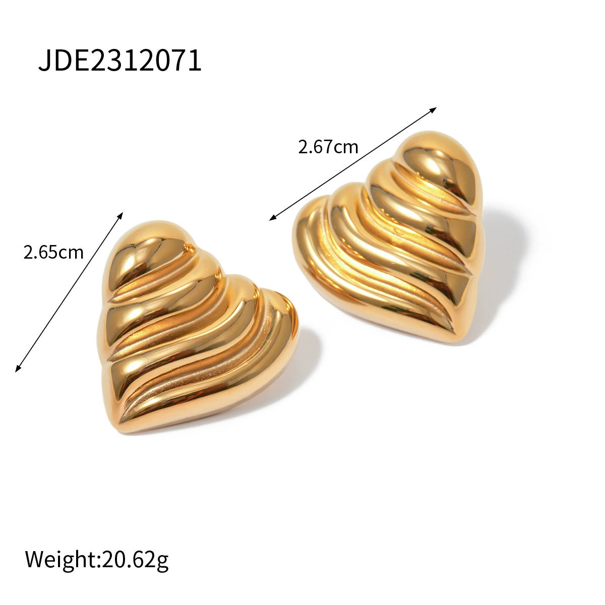 Bay Sculpted Heart Earrings - Plain Heart [W0XHR6N6]
