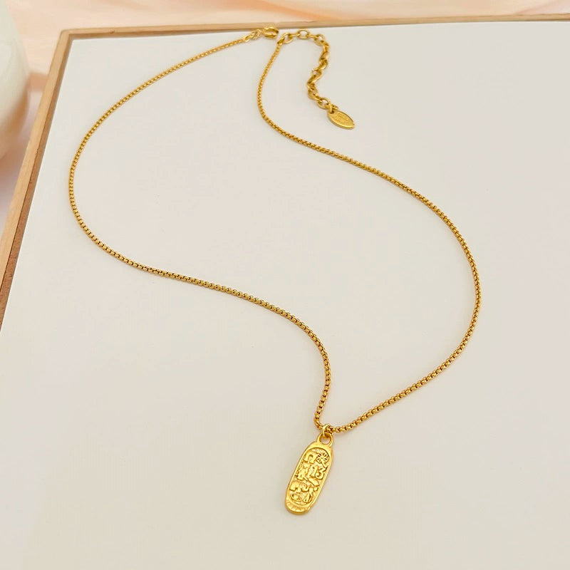 Annemarie Layered Stone Pendant Necklace - Square Plate Pendant Necklace [EXW2IGNK]