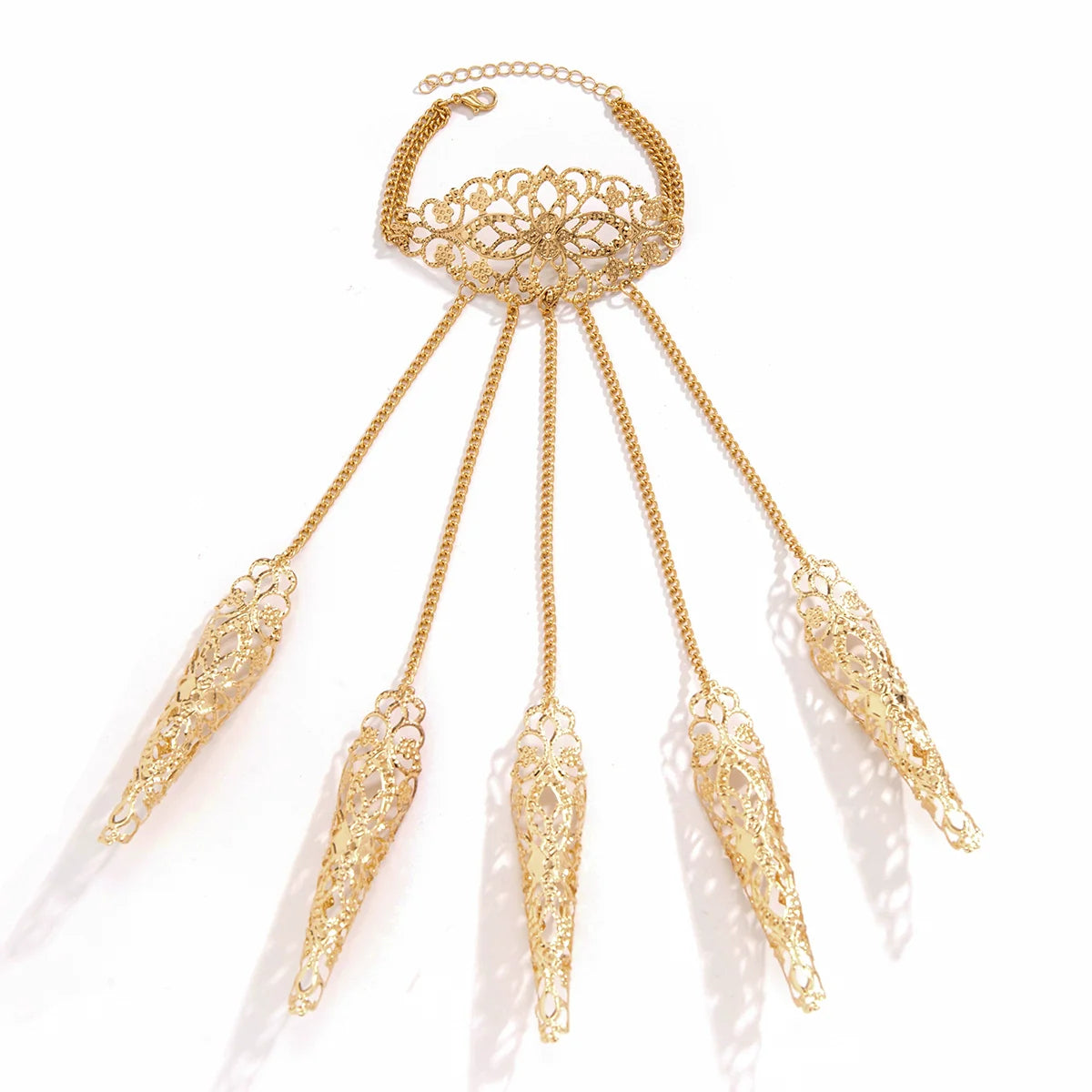 Meklit Hollow Hand Chain - Flat Disc Gold