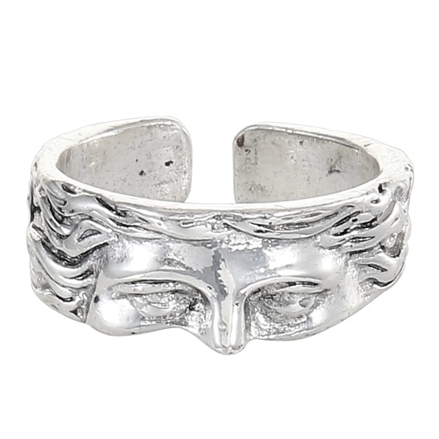 Alisha Half Face Open Ring - Antique Silver