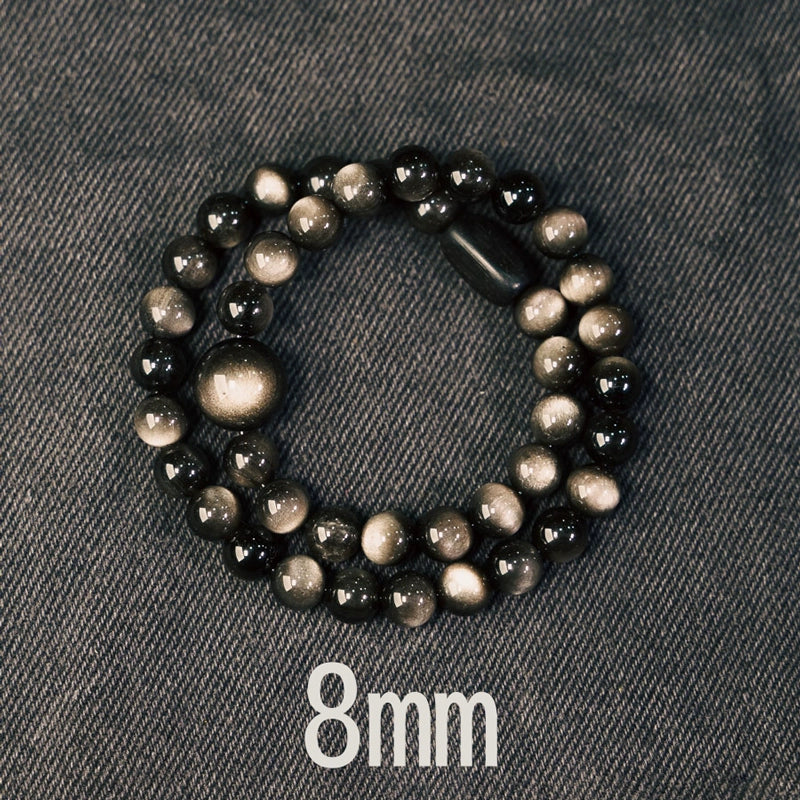 Caliah Silver Obsidian Bracelet - 8mm Silver Obsidian