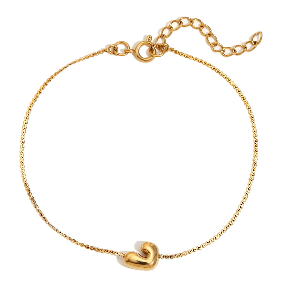 Ilah Bubble Letter Chain Bracelet - Bubble Letter J - Gold [6W8XQV3T]