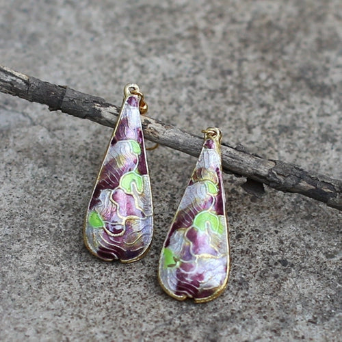 Anvika Enamel Teardrop Earrings - Purple