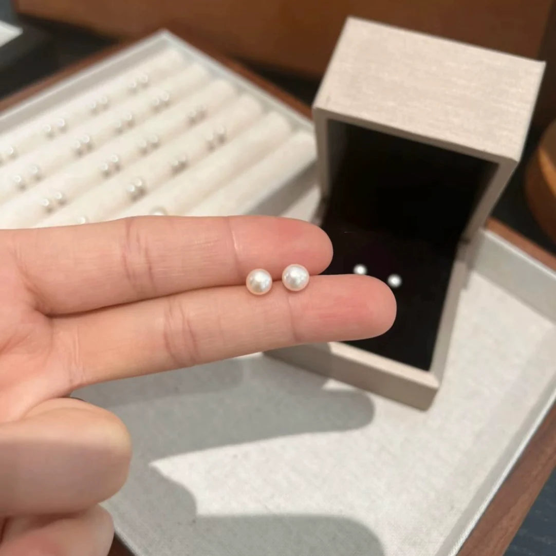 Shauna Delicate Pearl Studs - 6mm Pearl Screw Back