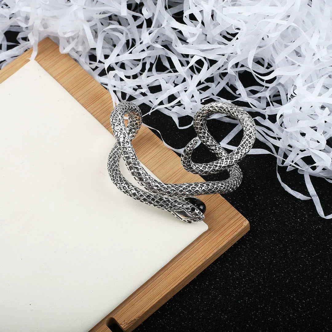 Jacelyn Serpentine Statement Bracelet - Vintage Silver