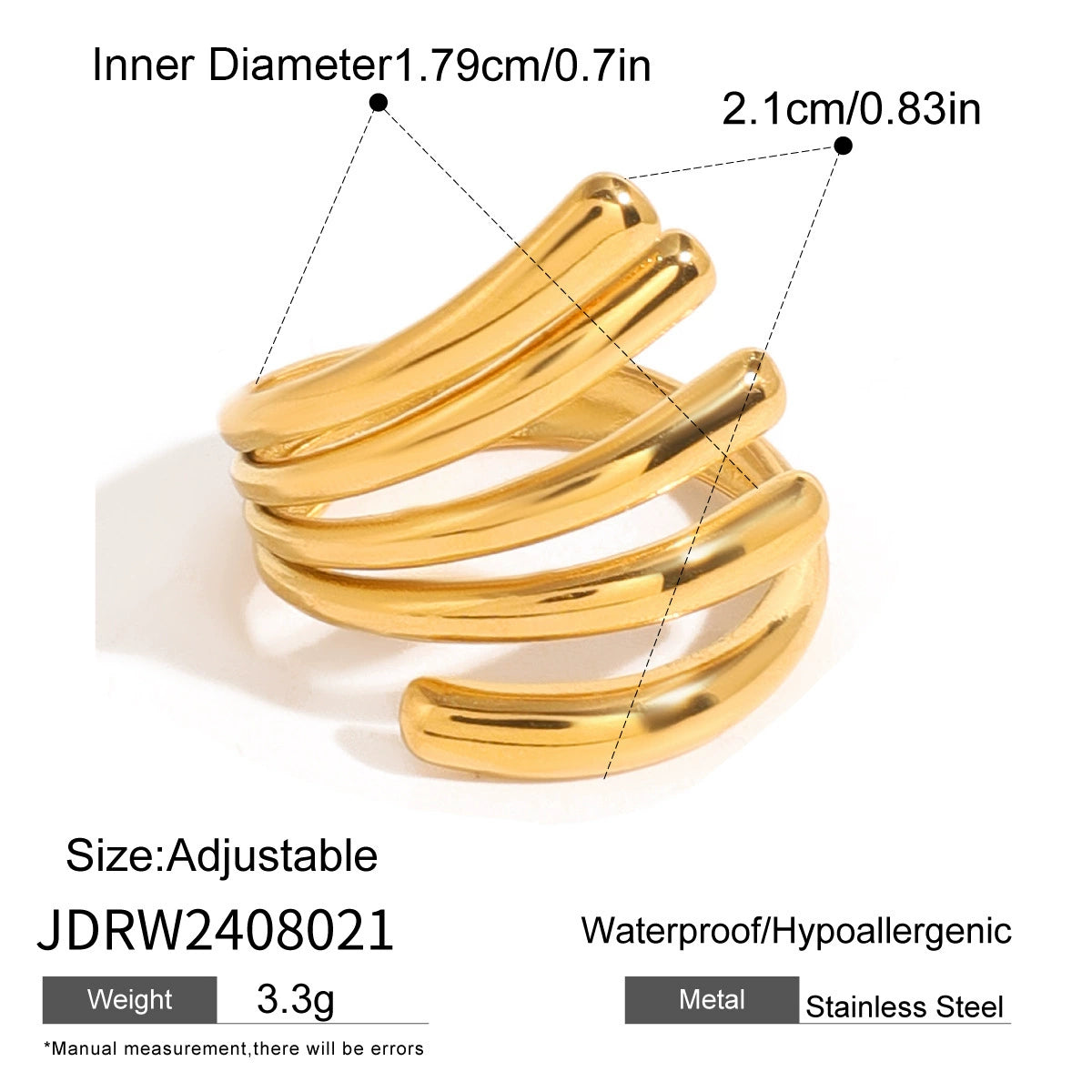 Nayelis Asymmetrical Open Ring - JDRW2408021 [8ERQZ4VF]