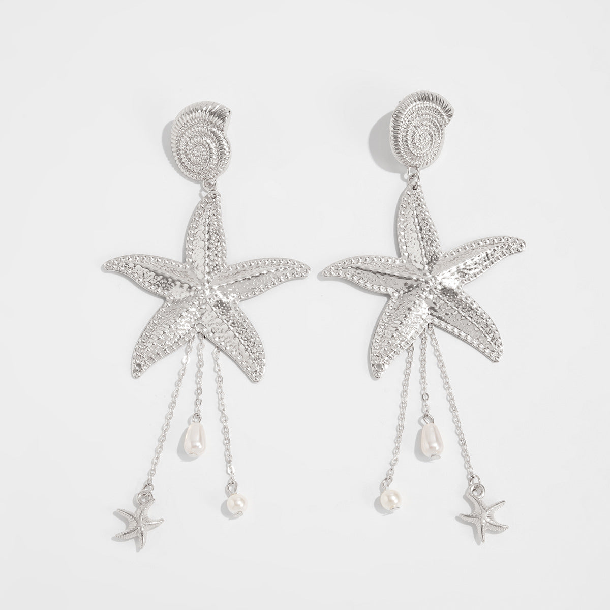 Carolina Starfish Statement Earrings - Silver [WXX2EM0V]