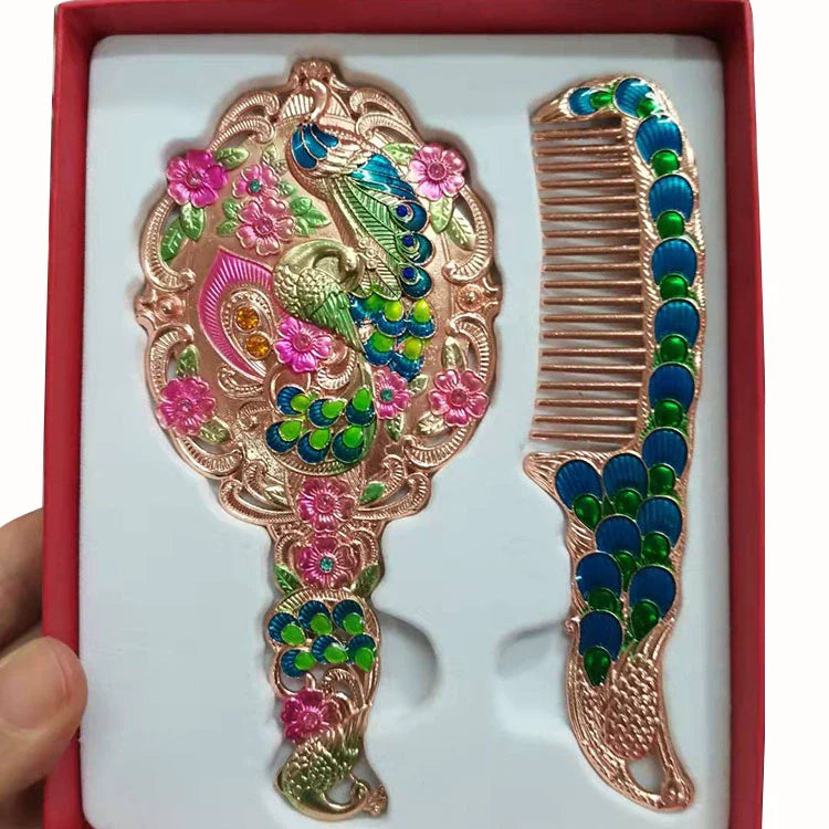 Hillary Vintage Mirror Set - Rose Gold Phoenix Group - Red Box