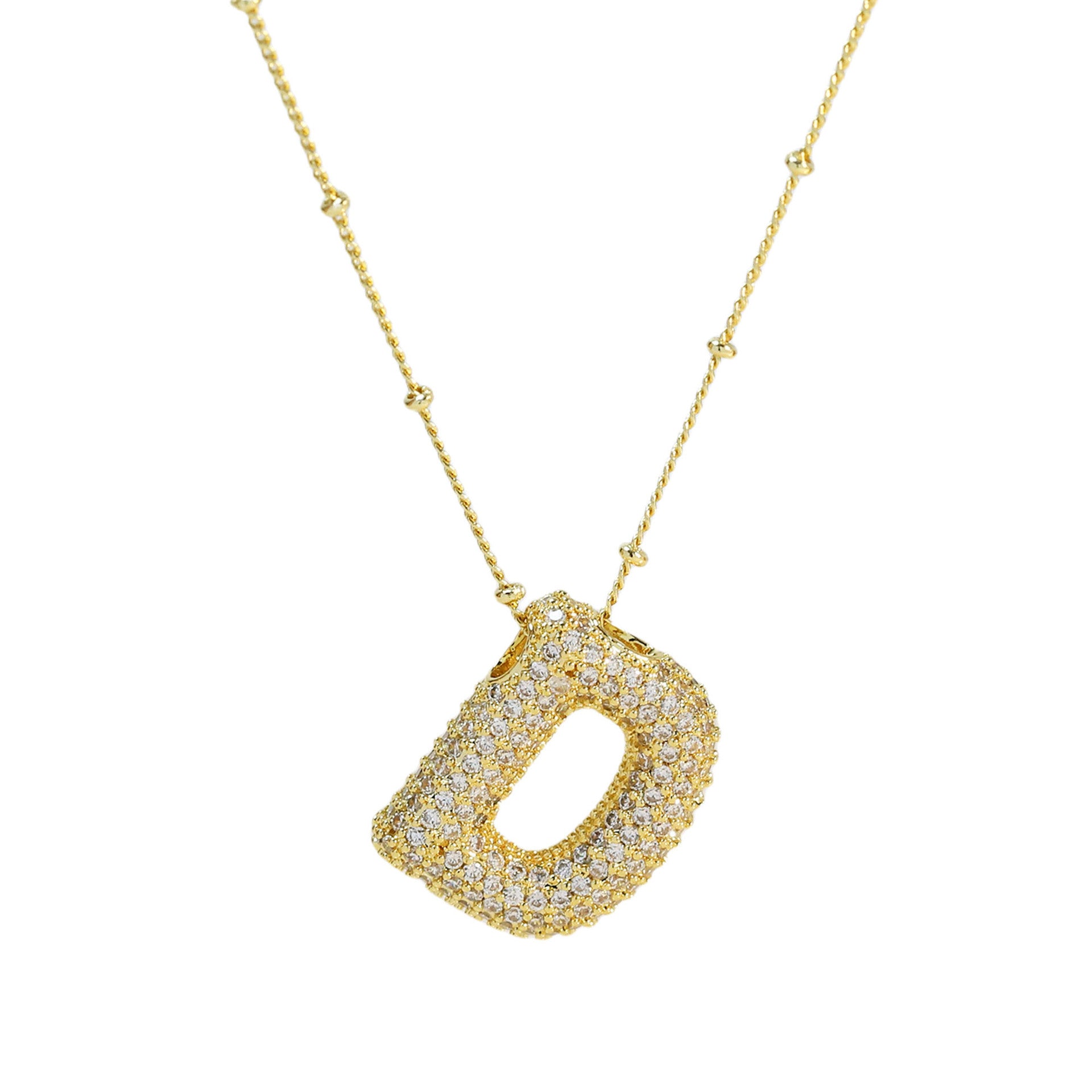 Fynlee Bubble Initial Necklace - Gold D [0XJTRPIF]
