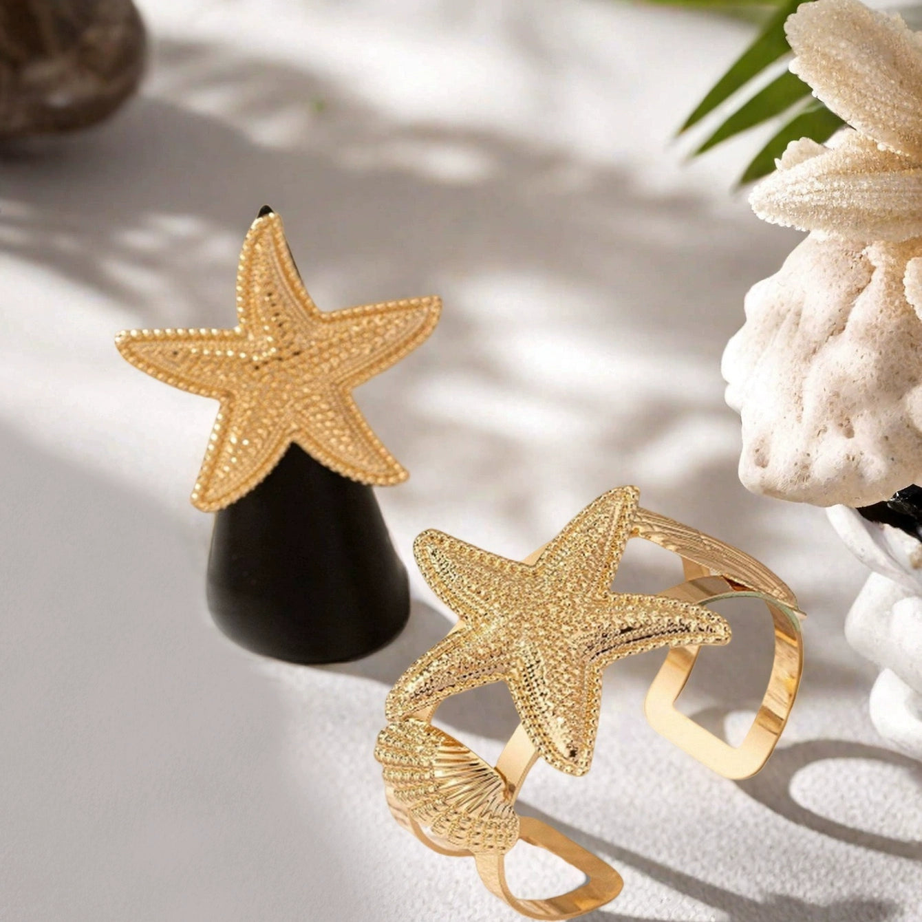 Eleanore Golden Marine Set - Bracelet + Ring Gold