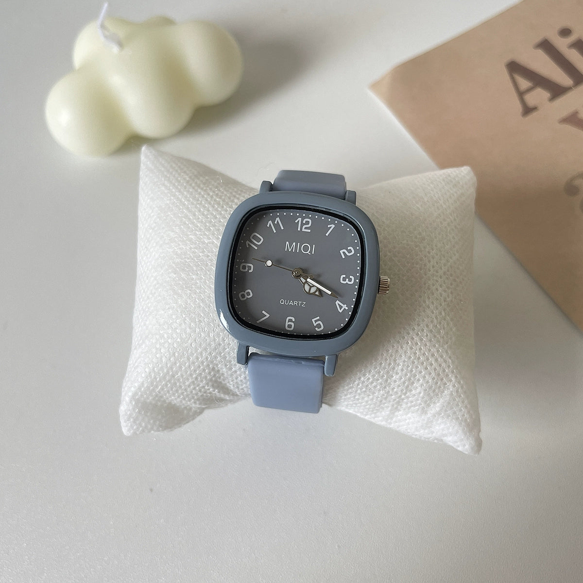 Ariana Modern Square Wrist Watch - Grey Blue Full Numbers [78TNNFTX]